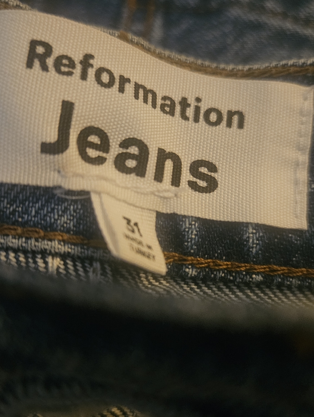 Reformation Blue Straight-Leg Jeans with Yellow & Green Embroidery Juno Size 31 - Picture 7 of 16
